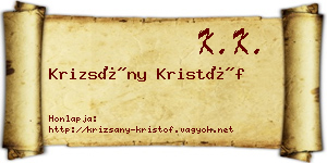 Krizsány Kristóf névjegykártya